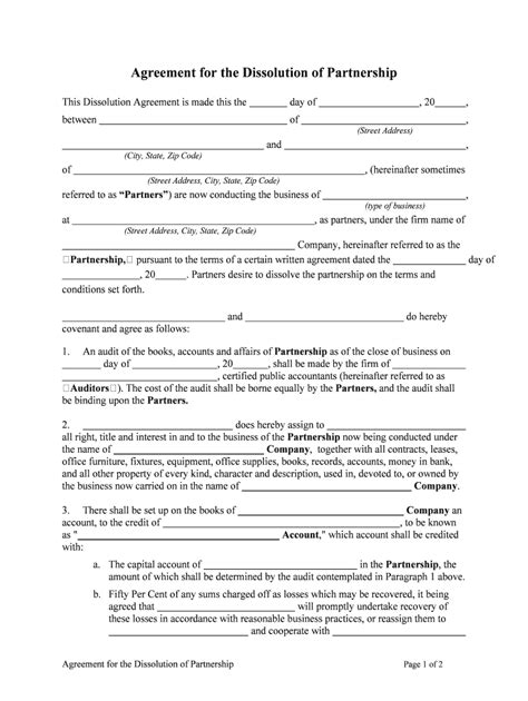 Printable Partnership Dissolution Agreement Pdf Complete With Ease Airslate Signnow