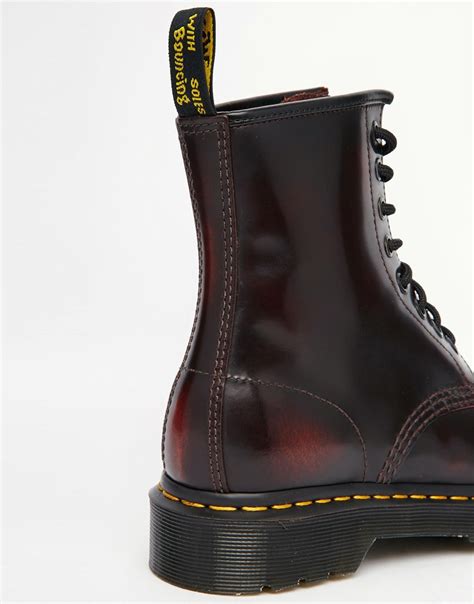 Dr Martens 1460 Cherry Red Arcadia 8 Eye Boots In Black Lyst