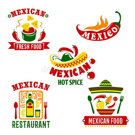 Mexican Cuisine Restaurant Vector Icons Set Stock Vector Illustration