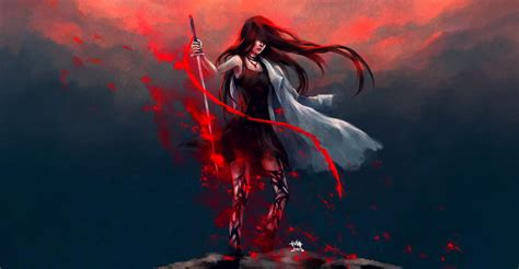 579388 Blood Sword Nanfe Artwork Long Hair Rare Gallery Hd Wallpapers