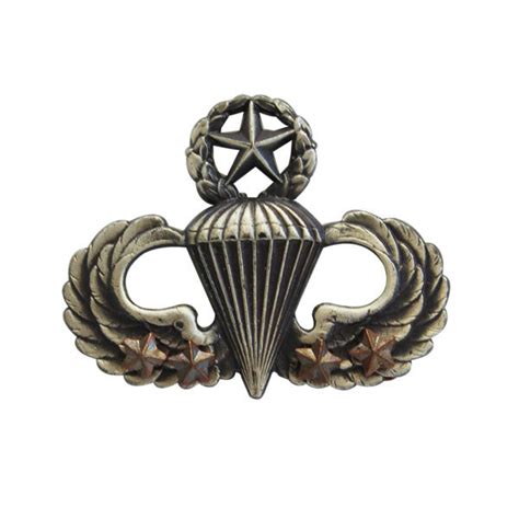 Army Silver Oxidized Master Combat Parachute Third Award Badge