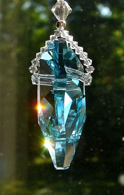 Aquamarine Crystal Heart Suncatcher Prism Window Decor Made Etsy