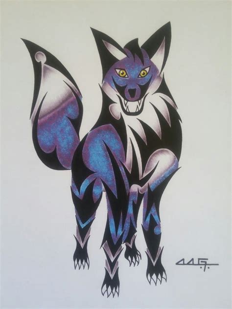 Purple Fox Drawings Purple Illustration