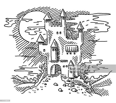 Haunted Castle Drawing High Res Vector Graphic Getty Images