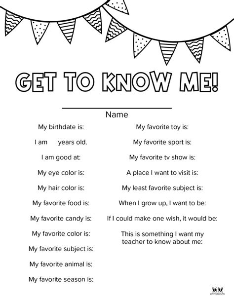 All About Me Questions For Kids Printable