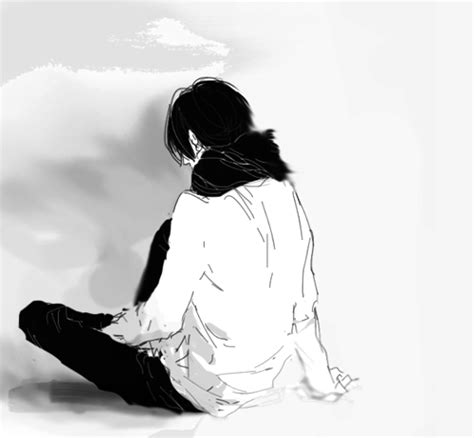 Black And White Depressed Sad Anime Manga Monochrome Upset Sitting Anime Boy Manga Boy Kaizune