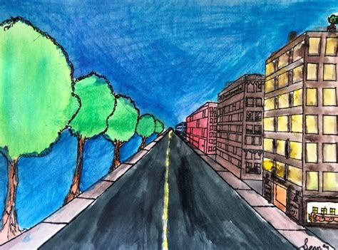 One Point Perspective City Art Lesson For Kids Leah Newton Art