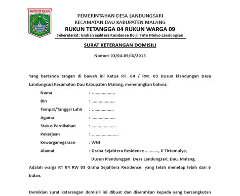 Atas perhatian dan kerja samanya saya ucapkan terima kasih. Contoh Surat Domisili Dari Desa - Mosaicone