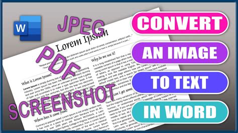 How To Convert An IMAGE TO TEXT In Word Microsoft Word Tutorials