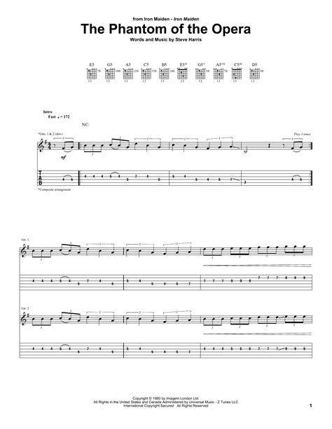 Iron Maiden The Phantom Of The Opera Sheet Music Notes Download