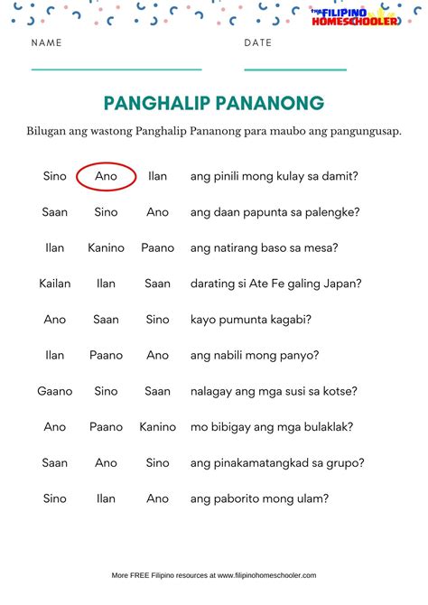 Panghalip Pananong Worksheets Set 2 — The Filipino Homeschooler