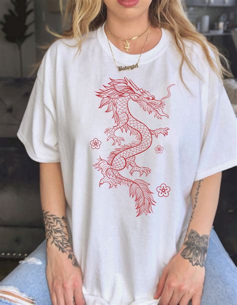 Dragon Shirt Chinese Dragon Shirt Chinese Dragon Tee Red Etsy