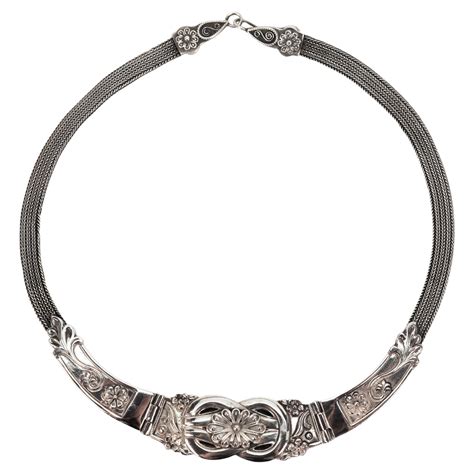 Puig Doria Sterling Silver Double Collar Necklace At 1stdibs Puig