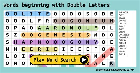 Words Beginning With Double Letters Word Search
