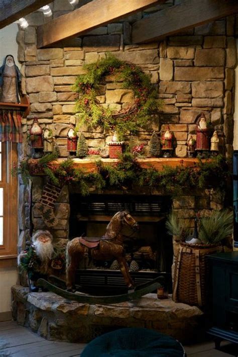 10 Marvelous Rustic Christmas Fireplace Mantel Decorating Ideas