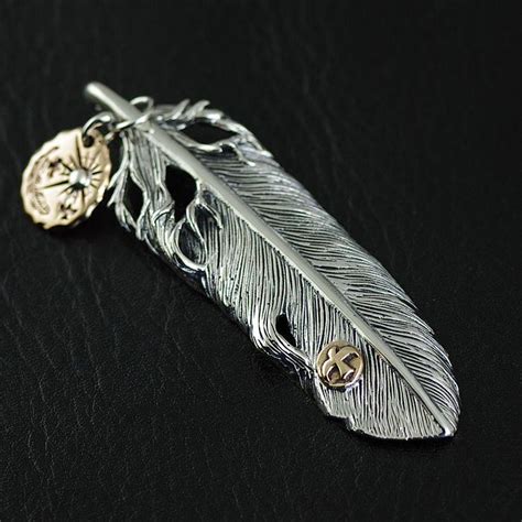 Japan Gothic Jewelry Goro Style 925 Sterling Silver Feather Pendant
