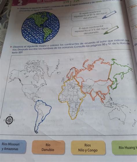 Observa El Siguiente Mapa Y Colorea Los Continentes De Acuerdo Al Color