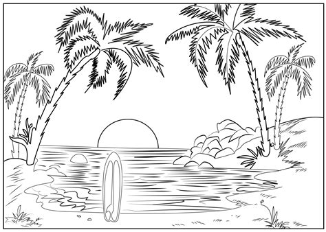 nature scenery coloring page
