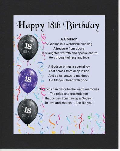 Personalised Godson Poem Mounted 18th Birthday Design On Offer Here