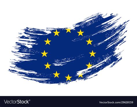 European Union Flag Grunge Brush Background Vector Image