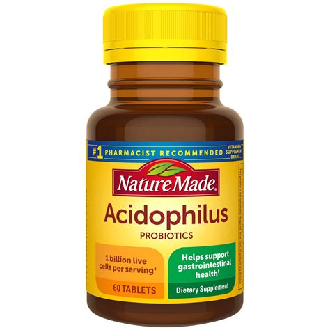 Nature Made Acidophilus Probiotics 1 Billion Cfu Per Serving 60