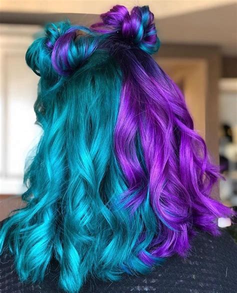 pin by emma moskaly on hair inspo split dyed hair hair color blue half and half hair