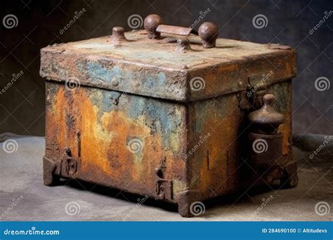 Rusty Time Capsule Unearthed from the Ground Stock Photo - Image of