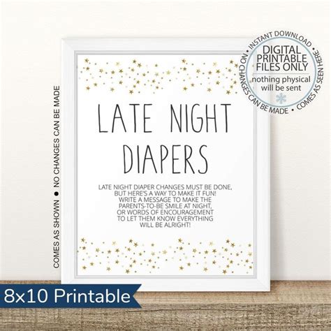 Printable Late Night Diapers Sign Twinkle Twinkle Late Night