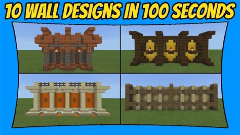 10 Minecraft Wall Designs In 100 Seconds 2 Minecraft Bedrock Edition