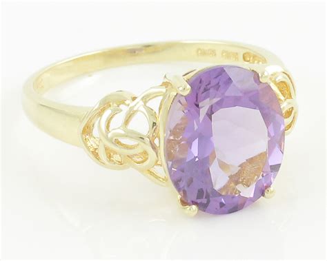 Vintage 14k Oval Amethyst Ring Yellow Gold Eternity Knot Mounting 4