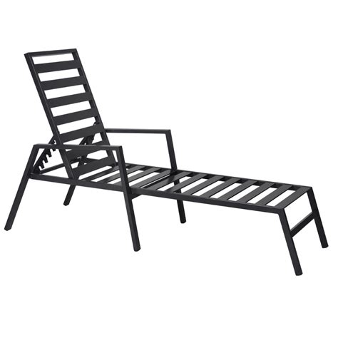 Grammercy Black Steel Slat Outdoor Chaise Lounge Chair Outdoor Chaise