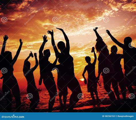 Young Adult Summer Beach Party Dancing Concept Stock Image Image Of