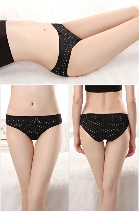 Yun Meng Ni Underwear Sexy Girls Cotton Briefs Dot Printing Cheekies