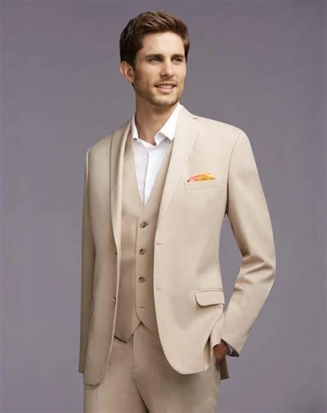tailor madethe latest fashion of cream colored tuxedos man wedding suit jacket pants vest