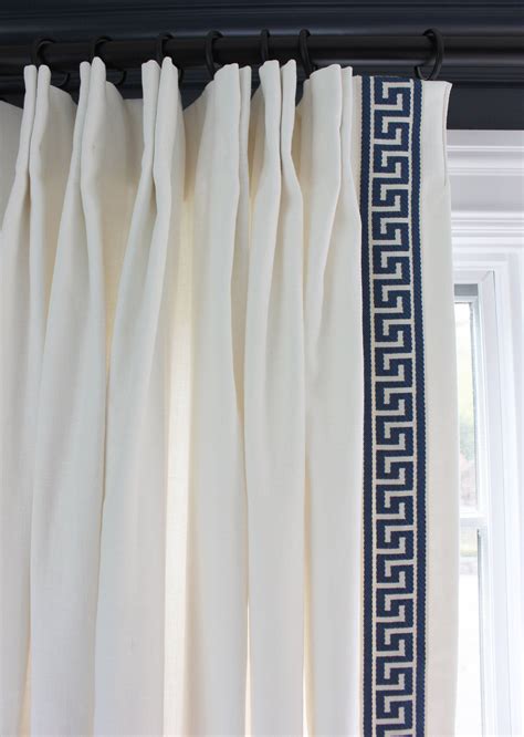 Custom Trend Linen Drapes With Fabricut Athens Key Trim Shown In
