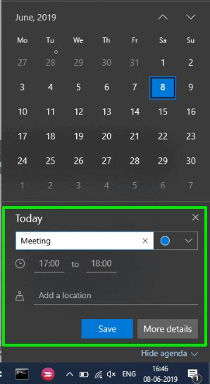 How To Add Events To Calendar Using Windows 10 Taskbar Calendar