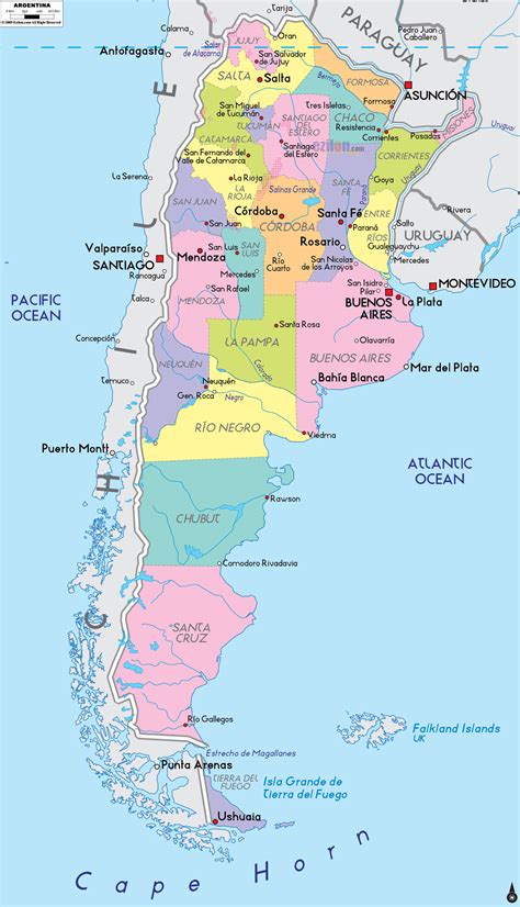 Grande Mapa Político Y Administrativo De Argentina Con Principales