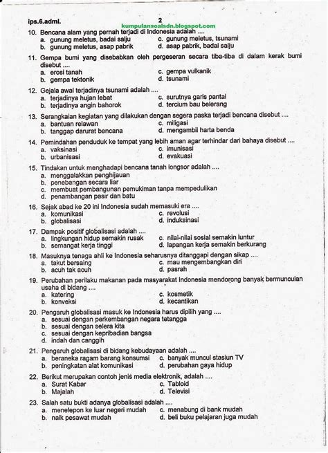 Ipa kelas iv sem 2 by sdn 2 rogojampi 12594 views. Prediksi Soal UKK IPS Kelas 6 SD Semester 2 TA 2013/2014 ...