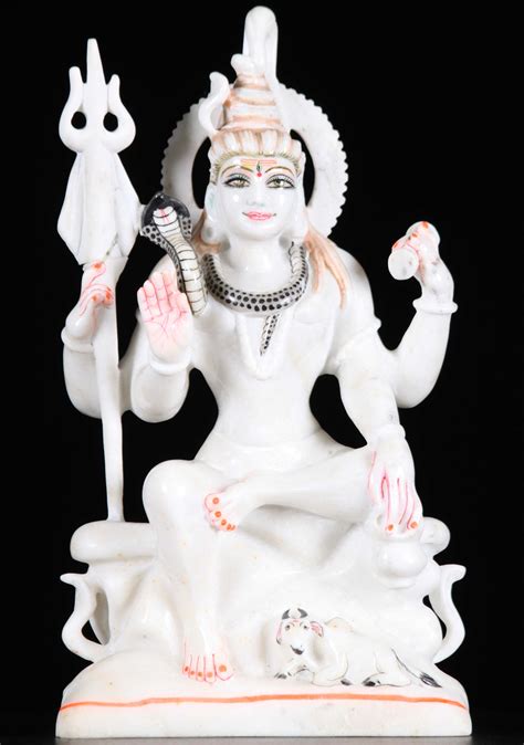 SOLD White Marble Shiva Sculpture Holding Trident 15 71wm43e Hindu