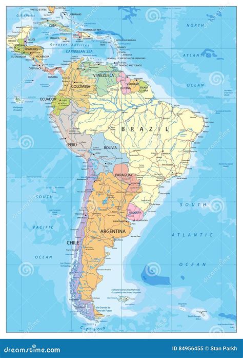 South America Political Map Stock Vector Illustration Of Cartography