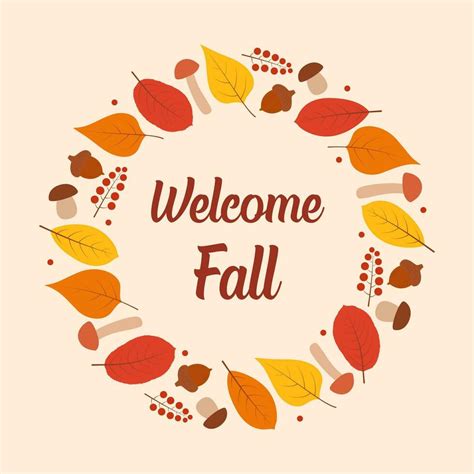 Welcome Autumn Round Frame 26127330 Vector Art At Vecteezy