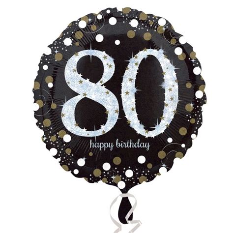 Sparkling Celebration Black And Gold 80th Birthday 18″ Helium Filled Foil