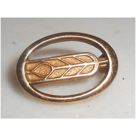 Tiny Vintage Lg Balfour 10 Karat Gold Ear Of Wheat Pin Gold Earing