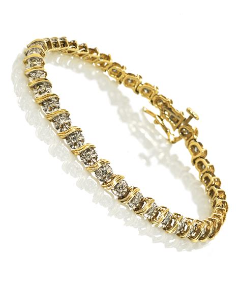 14k Yellow Gold Fancy Ladies Tennis Bracelet With Diamonds Women S 262