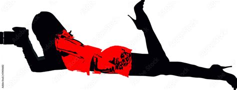 Silhouette Of A Sexy Girl Lying Flat And Taking Pictures Stock Illustration Adobe Stock