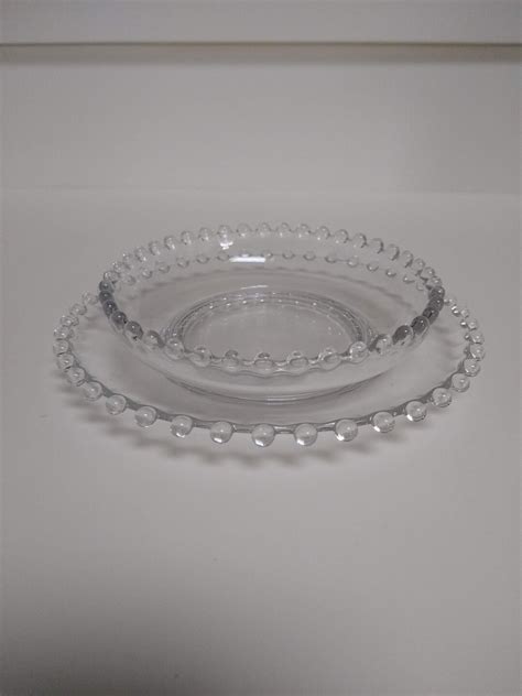 Set Vintage Imperial Candlewick Beaded Clear Glass Small Etsy