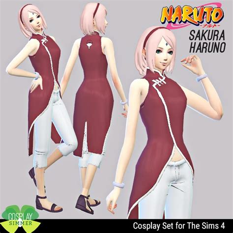 P Requested The Sims 4 Naruto Sakura Uchiha Cosplay Set Sims 4