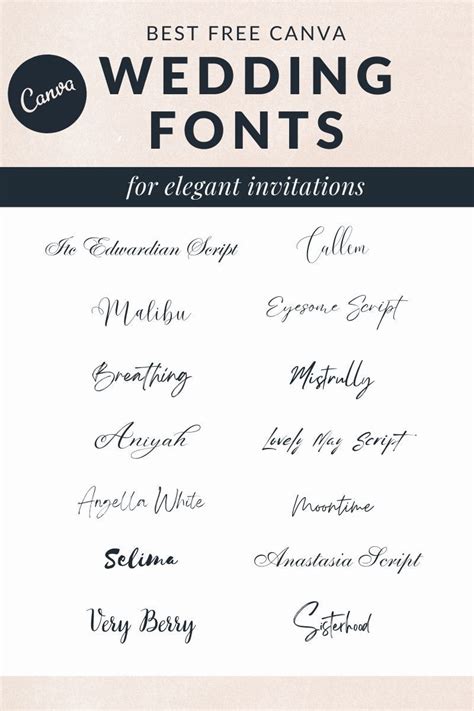 Best Canva Fonts For Weddings And Invitations Free Wedding Fonts