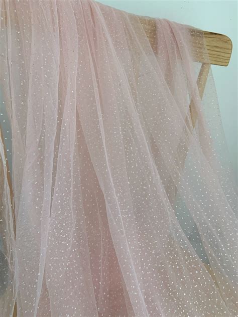 Light Pink Tulle Fabric With Glitters For Dress Costume Etsy