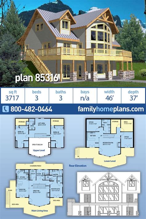Seaside Or Mountainside House Plan On A Walk Out Basement For Sloping